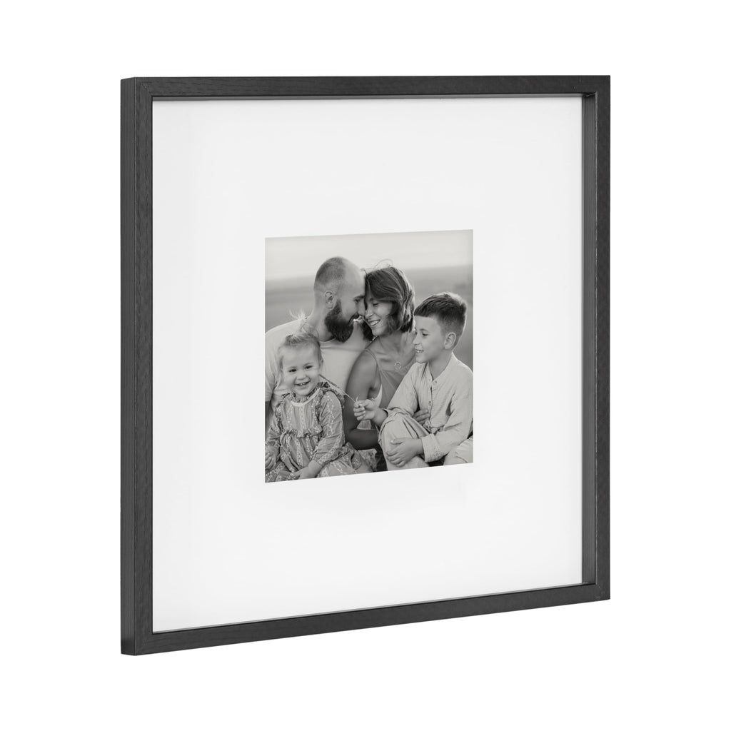 Gibson Modern Wall Picture Frame Set of 3, 16x16 matted to 8x8, Black, Three-Piece Frame Set for Gallery Wall Frame