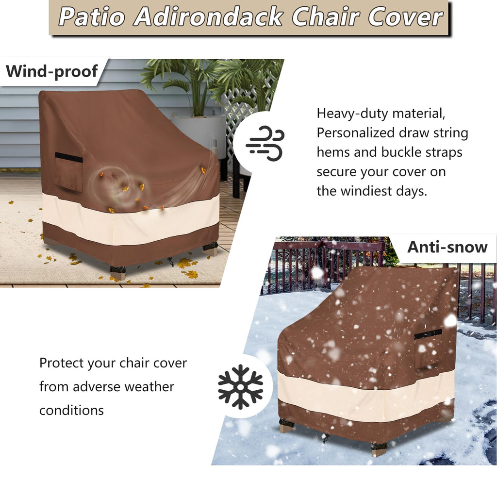 Patio Adirondack Chair Cover 27.5 x 32.5 x 36 inch, Waterproof Heavy Duty Outdoor Chair Covers, Adirondack Chair Covers