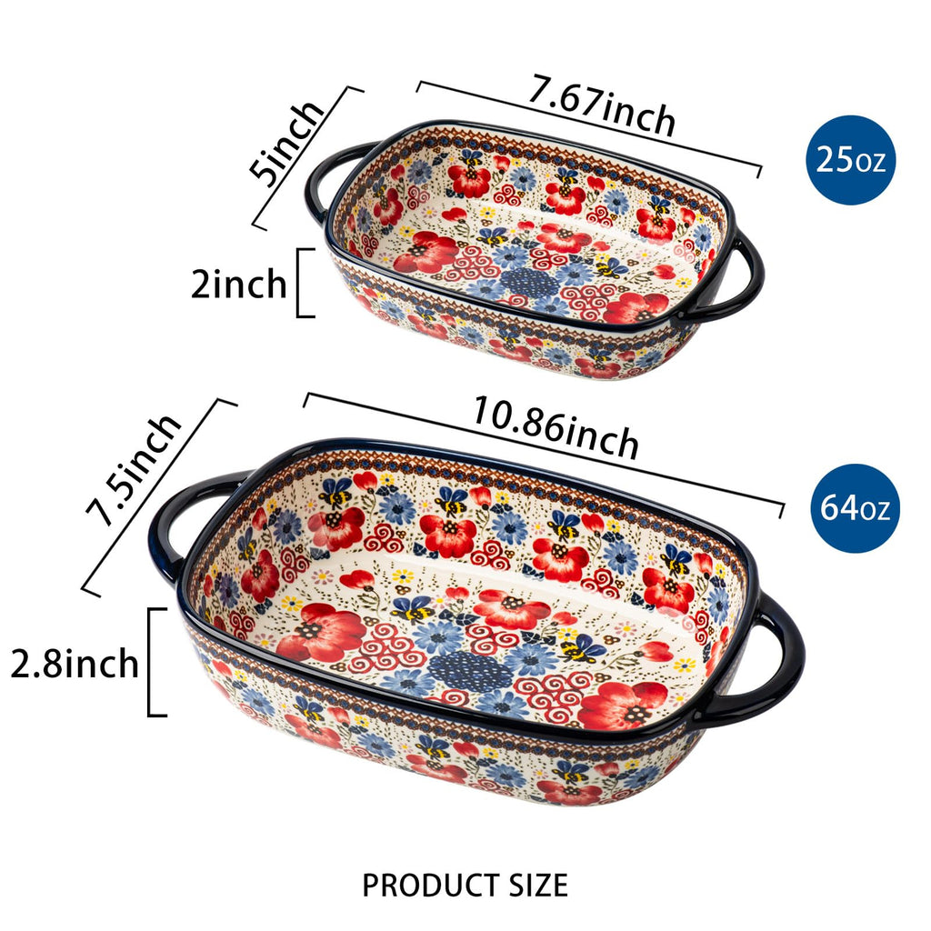 Baking Dish Ceramic Baking Pan Blue Casserole Dish Porcelain rectangular Baking Set 2pcs Bakeware Sets Single Serving