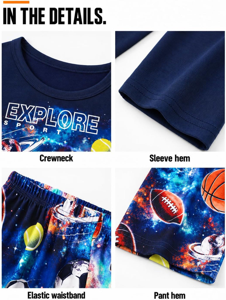 Boys Piece Long Sleeve Pajamas Sport Game Space