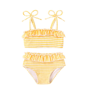 Toddler Swimsuit Girl Two Piece Bathing Suit Ruffle Adjustable Straps Bikini Set Baby Summer Beach