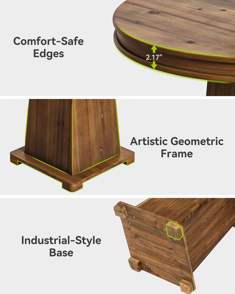 Solid Wood Round Dining Table, 31.5" Small Kitchen Table for 2, Modern Farmhouse Dinner Table, Artistic Geometric