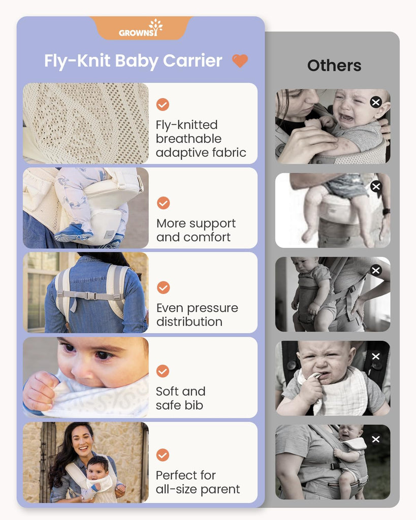 Safety-Certified 3D Knit Baby Carrier Newborn to Toddler, Beige