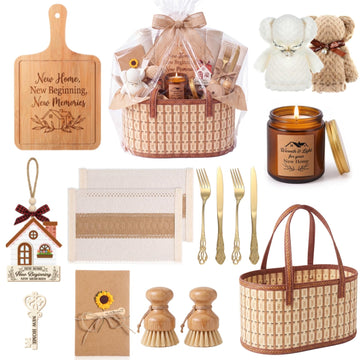 17 Pieces Housewarming Gifts Basket for New Home - Closing Gifts for Women Men Couple Welcome Moving in New House