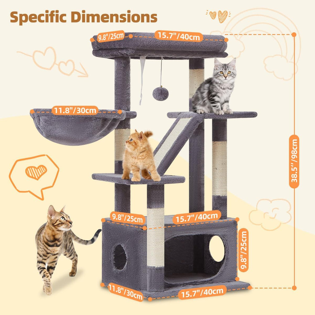 Cat Tree, 38.5In Cat Tower for Indoor Cats, Suitable for Kittens