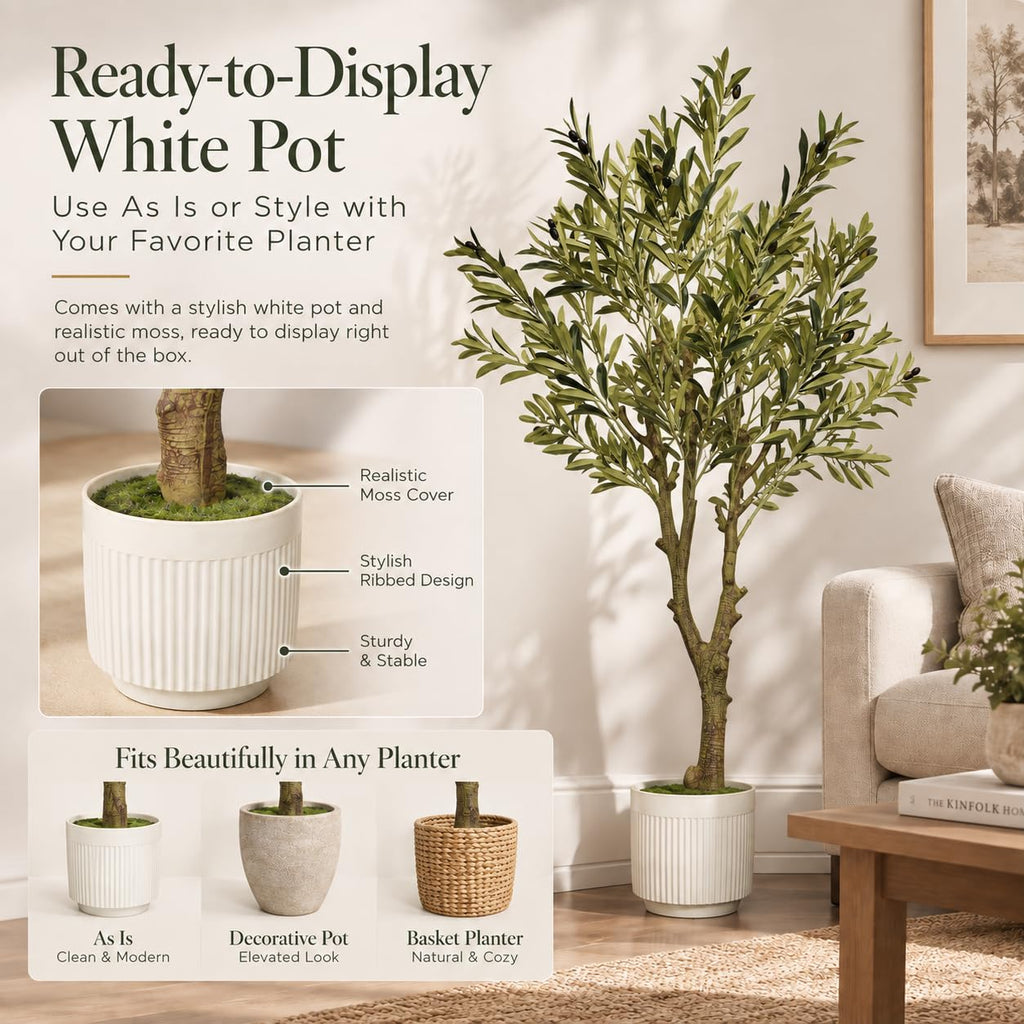 Artificial Olive Tree Faux Olive Plant Decor 4.6FT