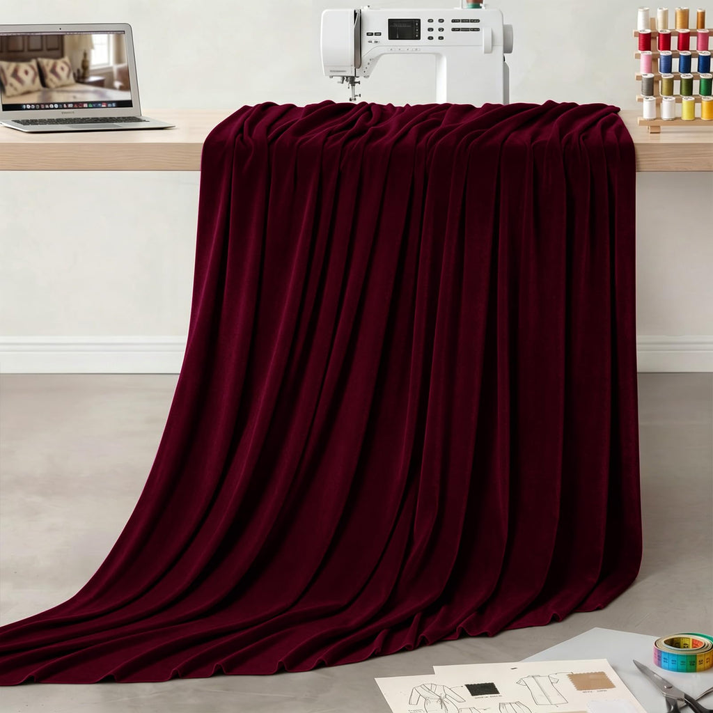 5 Yards Burgundy Velvet Fabric 63 Inch Wide