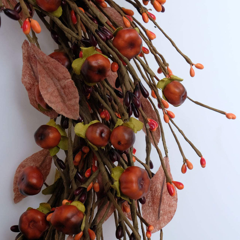 Mini Pumpkin Pip Berry Wreath for Front Door 12 Inches Fall Wreath Indoor Festival Celebration Party Decoration (1