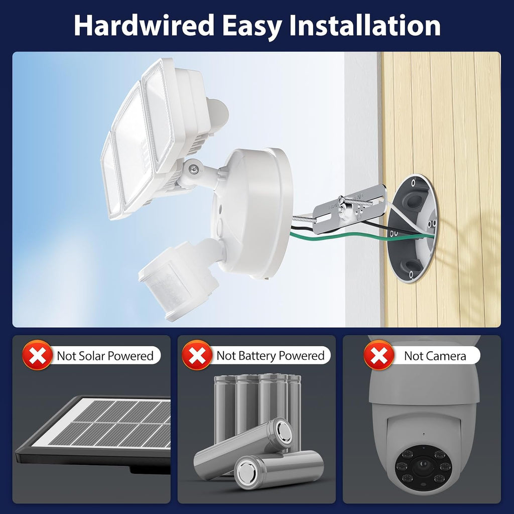 75W LED Flood Light Motion Sensor Outdoor, 7000lm Dusk to Dawn Flood Light, Security Light with Three Head, IP65