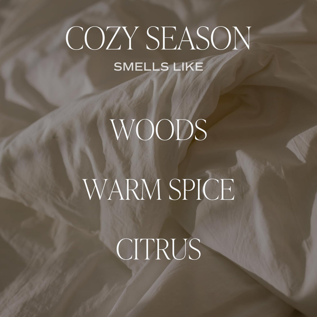 Cozy Season Candle, 9oz Clear Jar, Winter & Autumn Scent