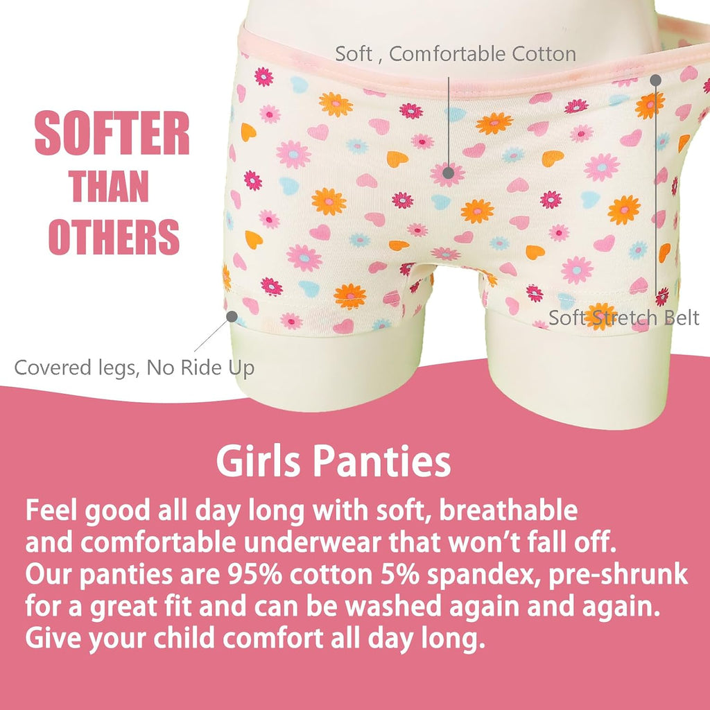 Kids 12 Pack Soft Comfort Cotton Knickers Underwear Little Girls Assorted Boyshort Panties