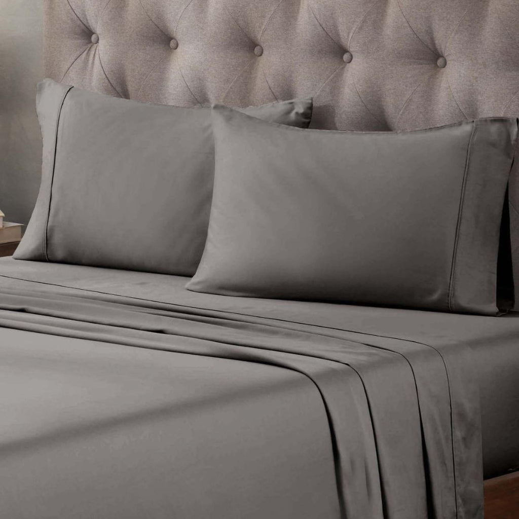 Egyptian Cotton 400 Thread Count Bed Sheet Set, 1 Elastic Deep Pocket Fitted Sheet, 1 Flat Sheet, 1 Pillowcase, Soft