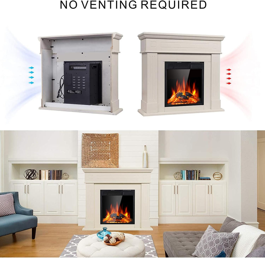 Electric Fireplace with Mantel Package Freestanding Fireplace Heater Corner Firebox with Log & Remote