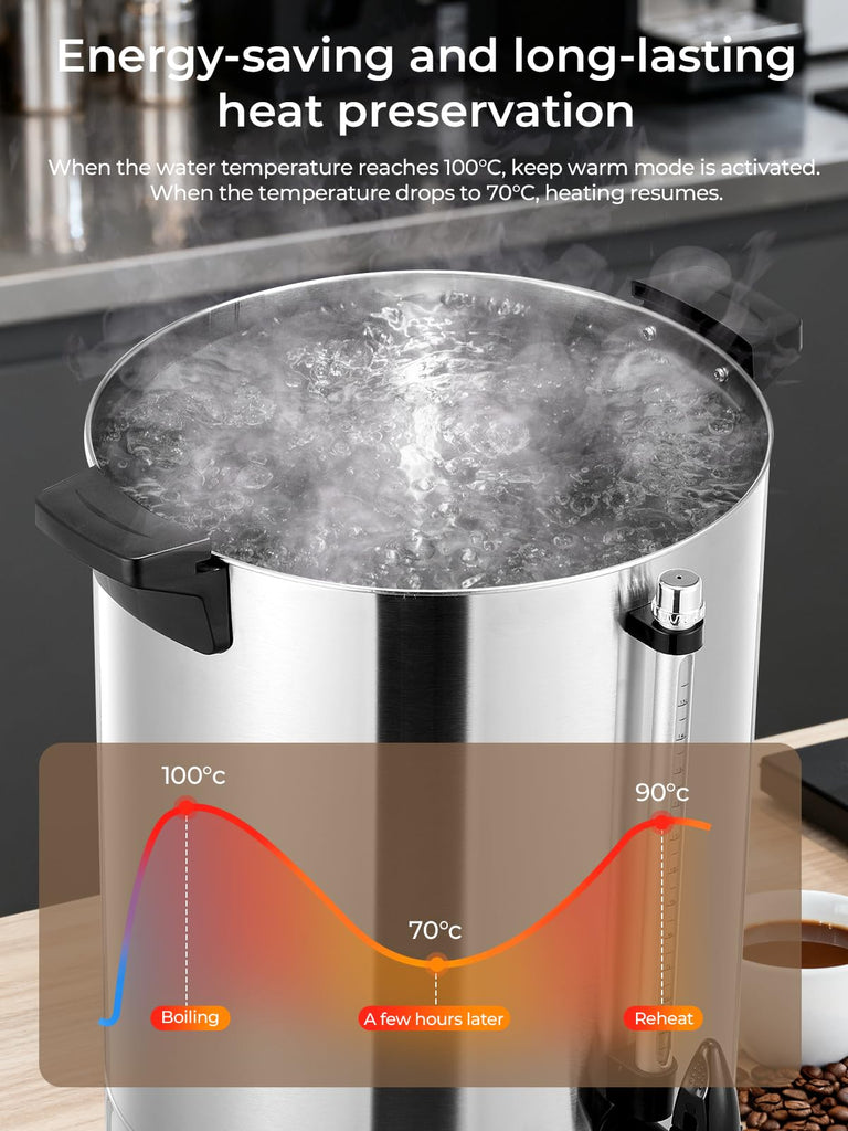Coffee Urn 150 Cups Commercial, 15L Electric Beverage Dispenser