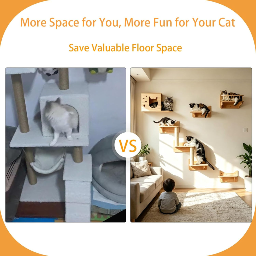 Cat Wall Shelves, 9-Piece Cat Wall Furniture for Large Cats
