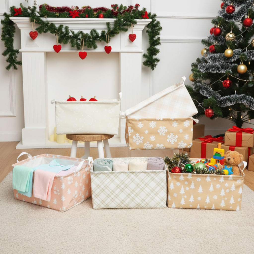 6 Pack Large Christmas Storage Baskets, Farmhouse
