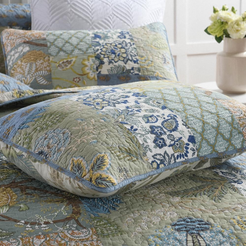 Cotton Bedspread Quilt Sets with 2 Shams, Soft Reversible Bedding Coverlet Sets Oversized California King Comforter