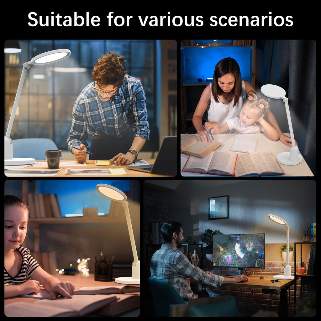 Desk Lamps with Stable Base, 1000LM Ultra Bright Eye-Caring Desk Light, 3000K-6000K Dimmable Table Lamp with Stepless