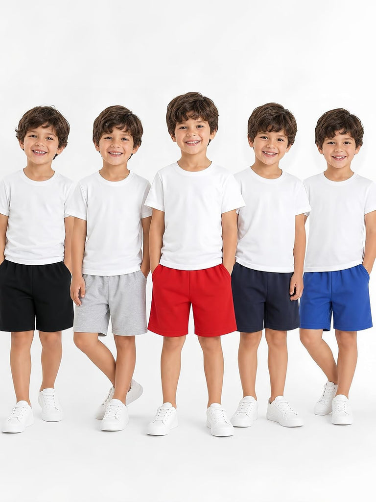 Pack Casual Toddler Boys Cotton Shorts Soft with Pockets Pull-On