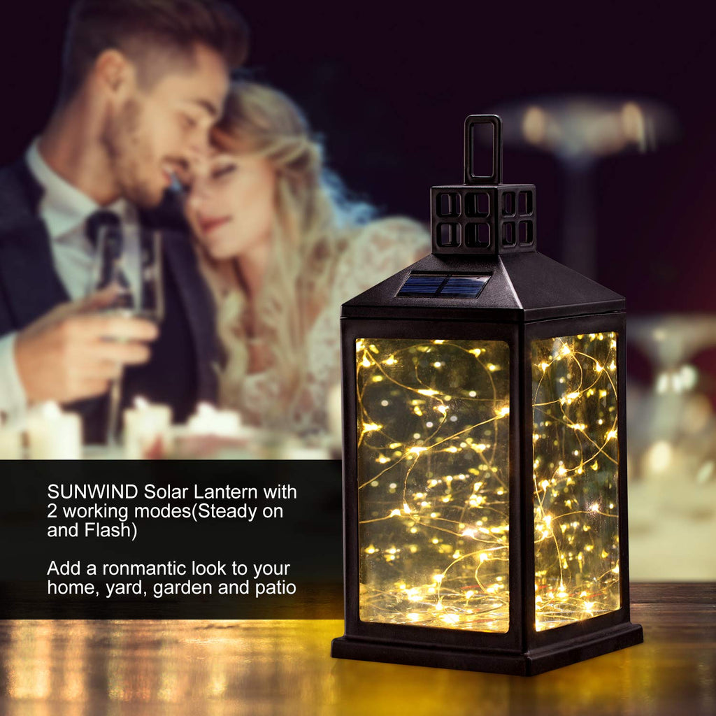 Lantern Lights Outdoor Waterproof Solar Table Lamp Hanging Lighting with 40 Warm White LEDs for Garden Patio