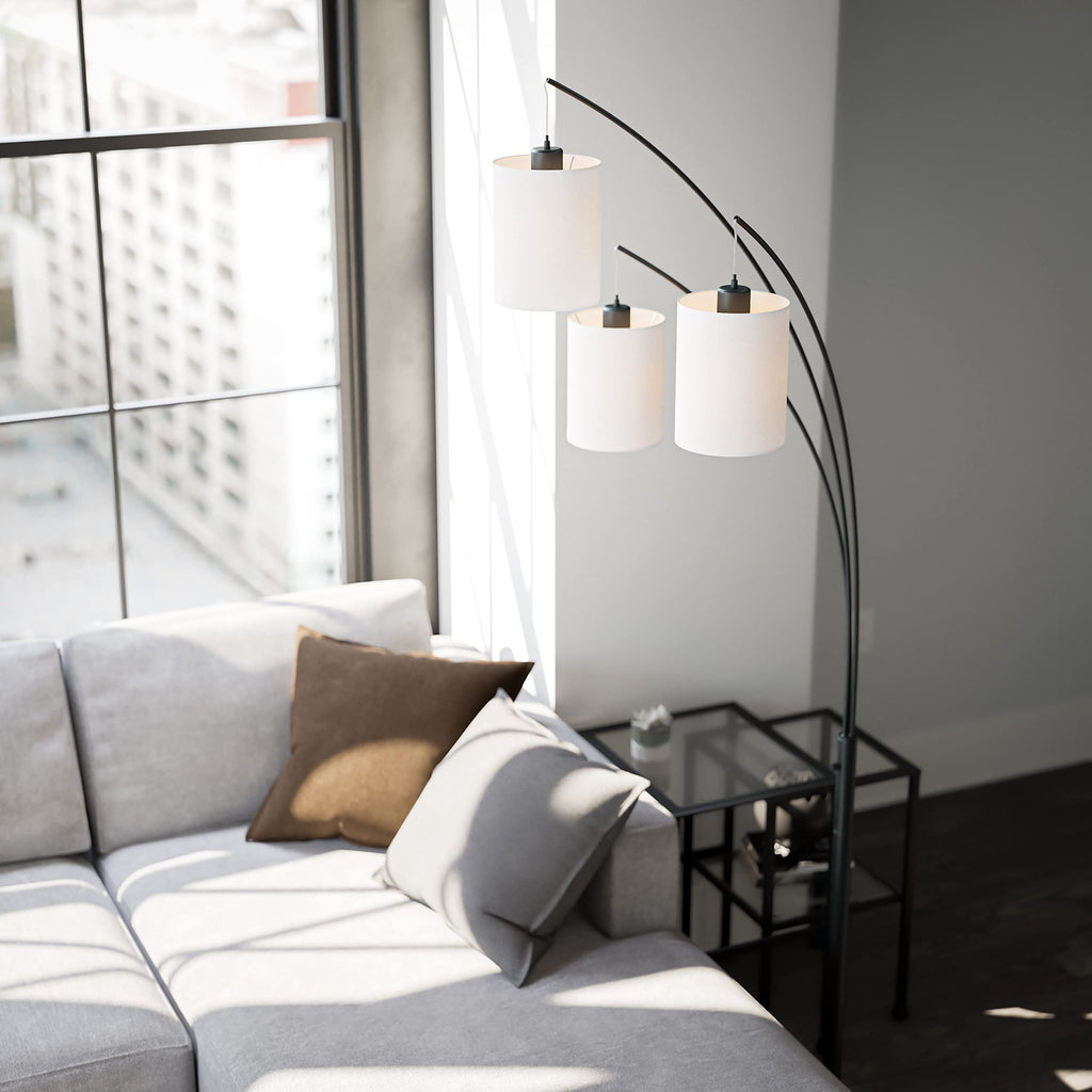 Leah Modern Arc Floor Lamp, Black, 87.5 Inch Height, 31.5 Inch Width, 31.5 Inch Depth