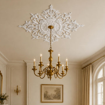 35.4 Inch Large PU Ceiling Medallion, French Victorian Decorative, White
