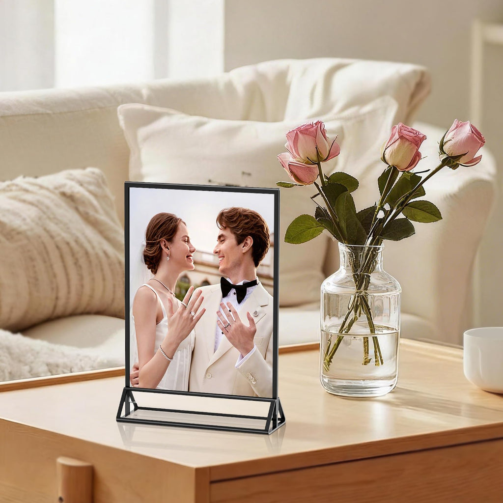 Acrylic Sign Holder 8.5x11 Double-Sided Black Picture Frames Clear Sign Holder for Flyer Holder Menu Holder Wedding