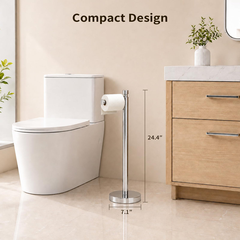 Toilet Paper Holder Stand with Weighted Base, Chrome
