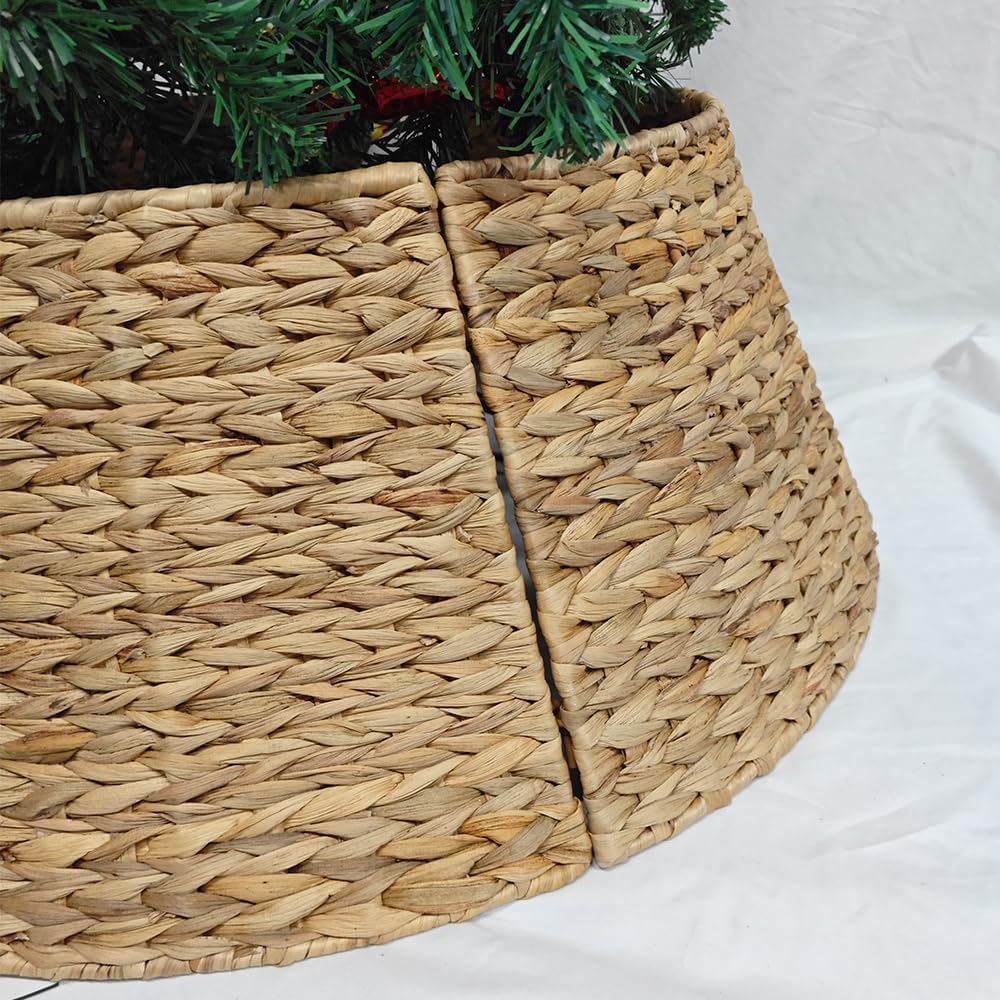 27" Christmas Tree Collar - 27'' D Handmade Artificial Rattan Wicker Christmas Stand Tree Collar Basket Base Cover