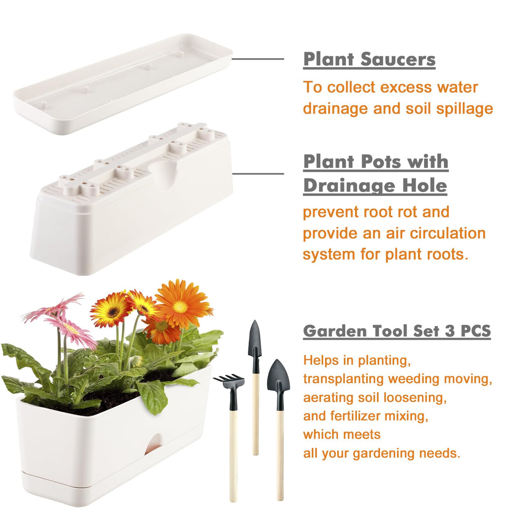 2-Pack Flower Pots Large Window Boxes Planters 16 Inch Rectangle Plant Pot Rectangular Planters for Outdoor Indoor