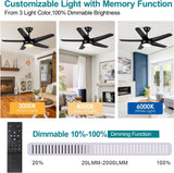 44" Black Ceiling Fan with Lights - Low Profile Ceiling Fans with 5 Reversible Blades, 6 Wind Speeds and Dimmable, Indoor/Outdoor Ceiling Fan Light for Bedroom A101-B0D8W425HM