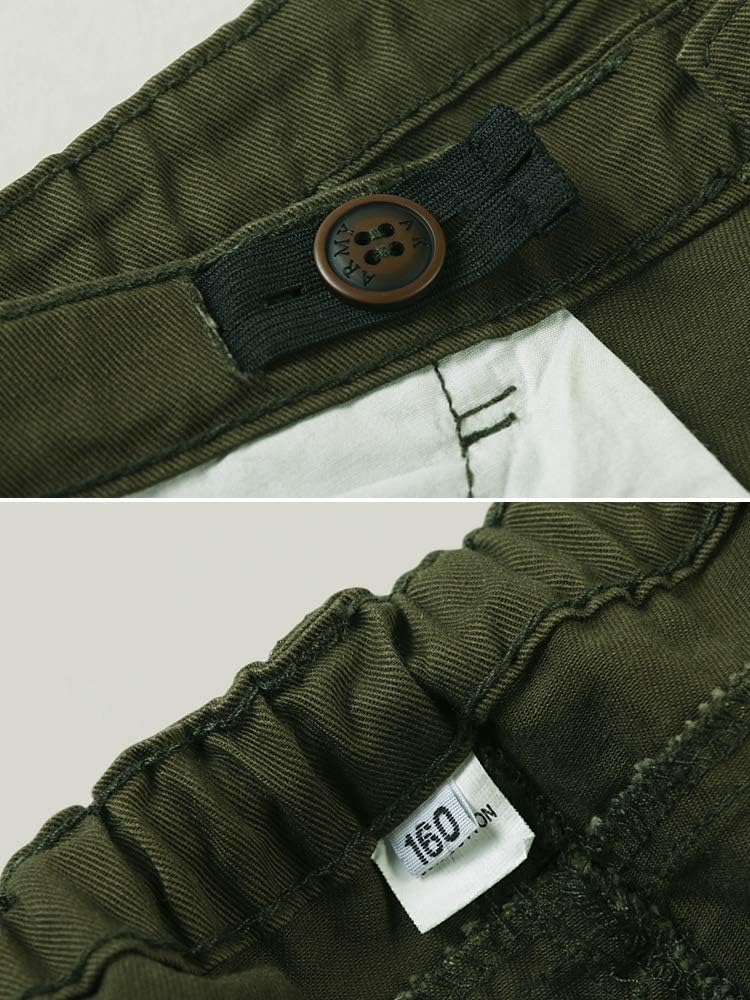 Boys' Military Cargo Pants,Kids Cotton Multi Pocket Casual Outdoor Trousers
