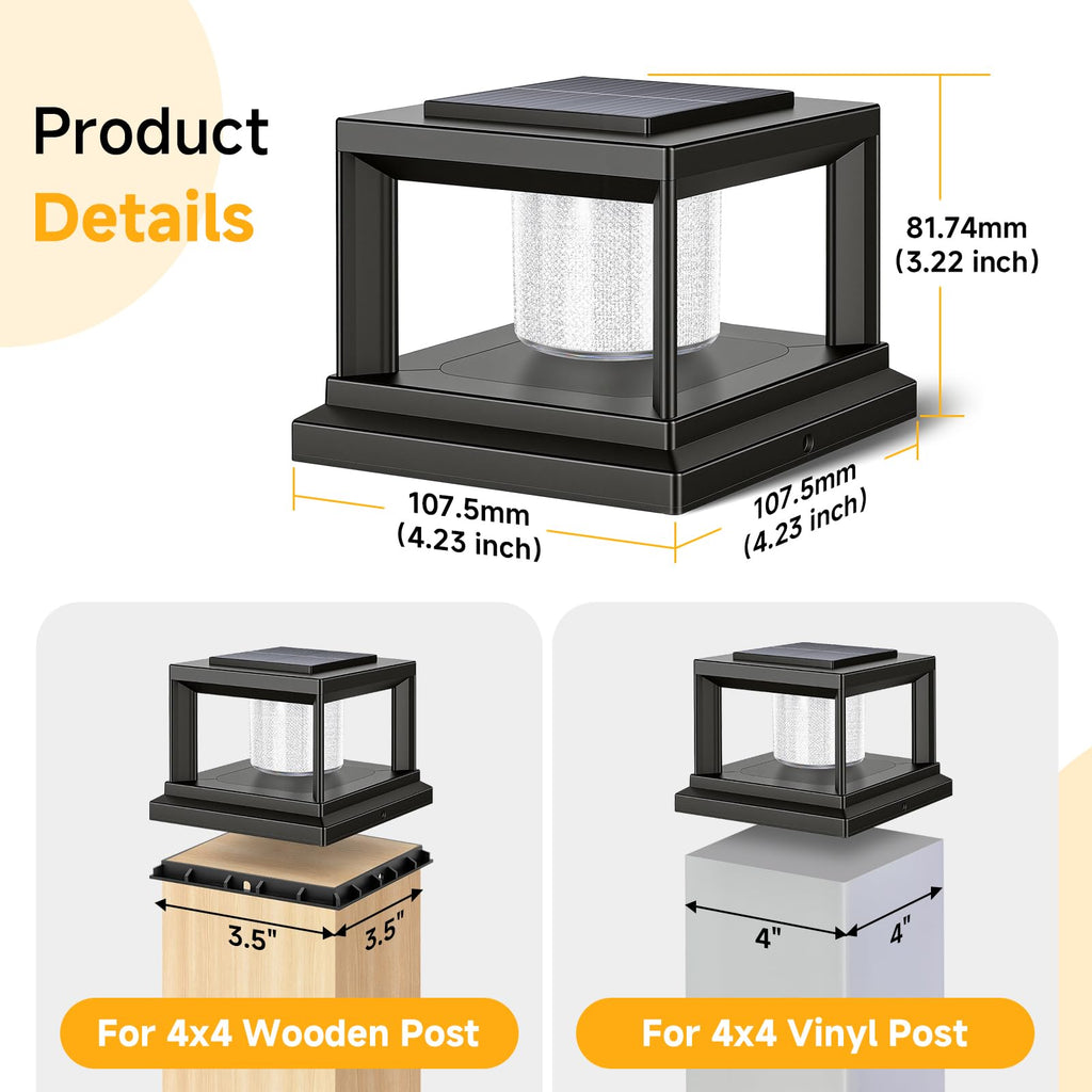 Solar Fence Post Cap Lights 12 Pack Outdoor Waterproof Black
