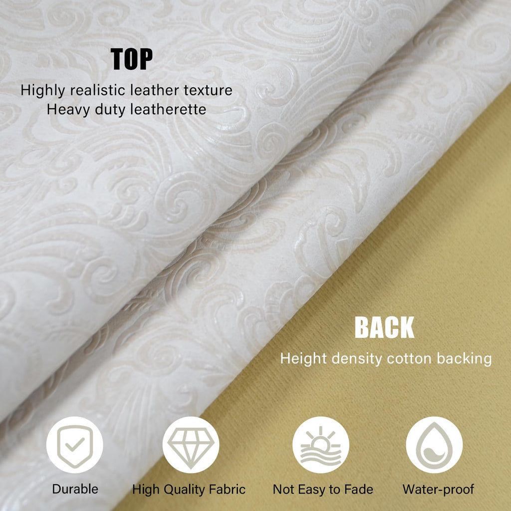 Faux Leather Fabric, 54"x108" Thick Durable Synthetic Upholstery Embossed Leather Vinyl, Soft Waterproof Durable