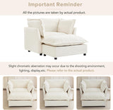 Modern Reading Chair and Ottoman — Beige Velvet