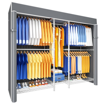 E12C Pro Heavy Duty Closet Organizer System, Freestanding Clothing Racks for Hanging Clothes, Adjustable Garment Rack