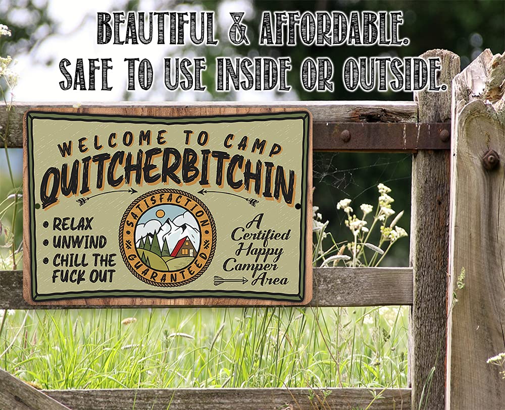 Welcome to Camp Quitcherbitchin - Funny Camping Accessories, Mounta Campsite Display, Travel Art Print Decor