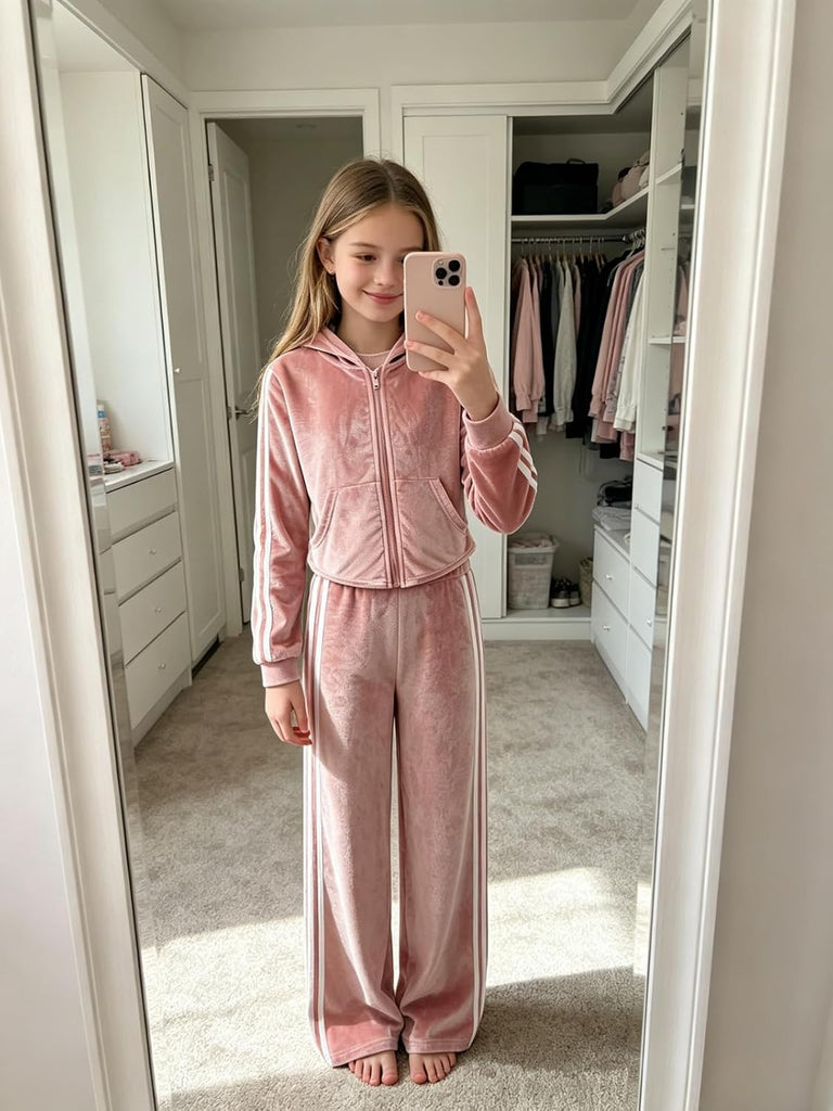 Girls 2 Piece Clothes Long Sleeve Top Wide Leg Pants Teen Outfits