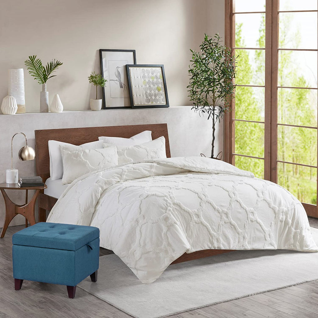 Square Fabric Storage Ottoman with Tufted Flip Top, 18x18x15