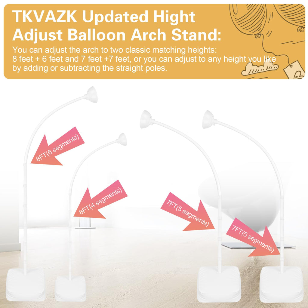 Balloon Arch Kit, Bendable 8FT and 6FT Half Balloon Arch Stand