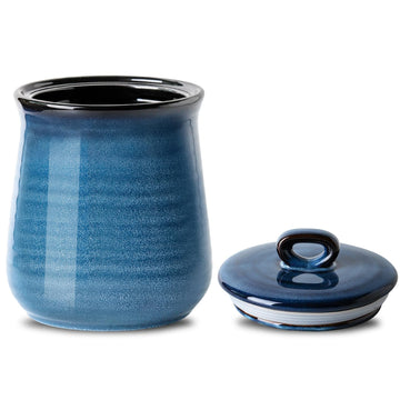 Ceramic Food Storage Jar with Airtight Lid, 80 FL OZ Large Blue Coffee Container & Candy Canister for Countertop