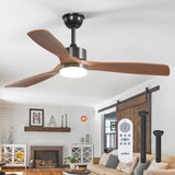 52 inch Ceiling Fans with Lights and Remote Control, Reversible, 3 Wood Blades, 6 Speeds, 5CCT Dimmable, Noiseless, Indoor/Outdoor Black Walnut Ceiling Fan for Bedroom Living Room Gazebo Patio A103-B0DY7M989Q