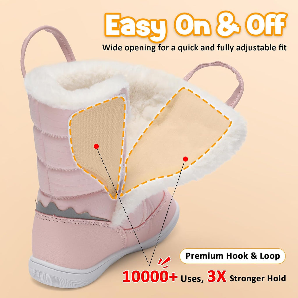 Toddler Winter Boots Water Resistant Snow Boots Warm Winter Shoes