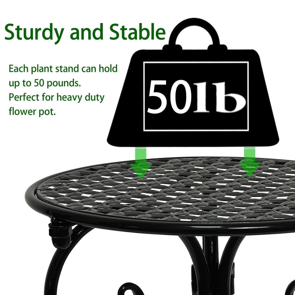 4-Pack Metal Plant Stand for Indoor Outdoor, Heavy Duty Flower Pot Stands for Multiple Plants, Rustproof Iron Planter