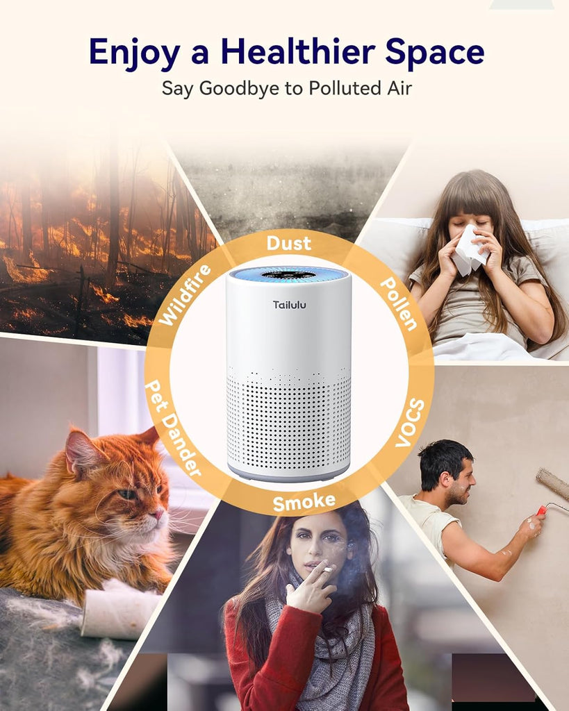 Air Purifiers for Bedroom Home Pets 1200 Ft², H13 True HEPA Air Filter Portable Air Purifier with 12