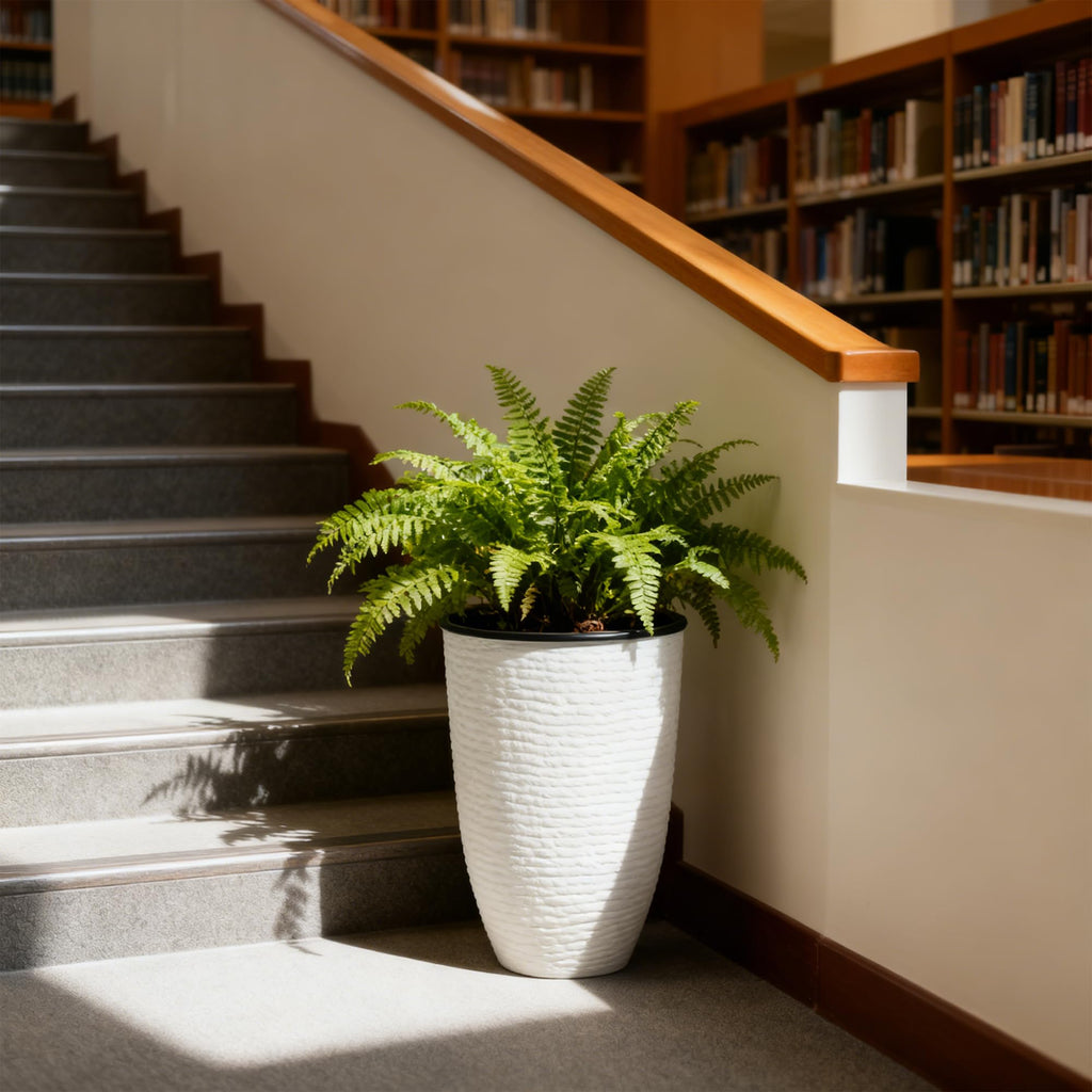 21" H White Tall Planters with Inside Pots, 2-Pack Large Plant Pots