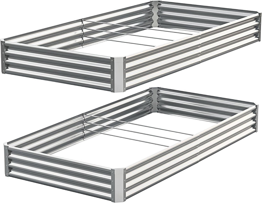 Galvanized Raised Garden Bed,Outdoor Planter Box Metal Patio Kit Planting Bed for Vegetables Flowers Herb