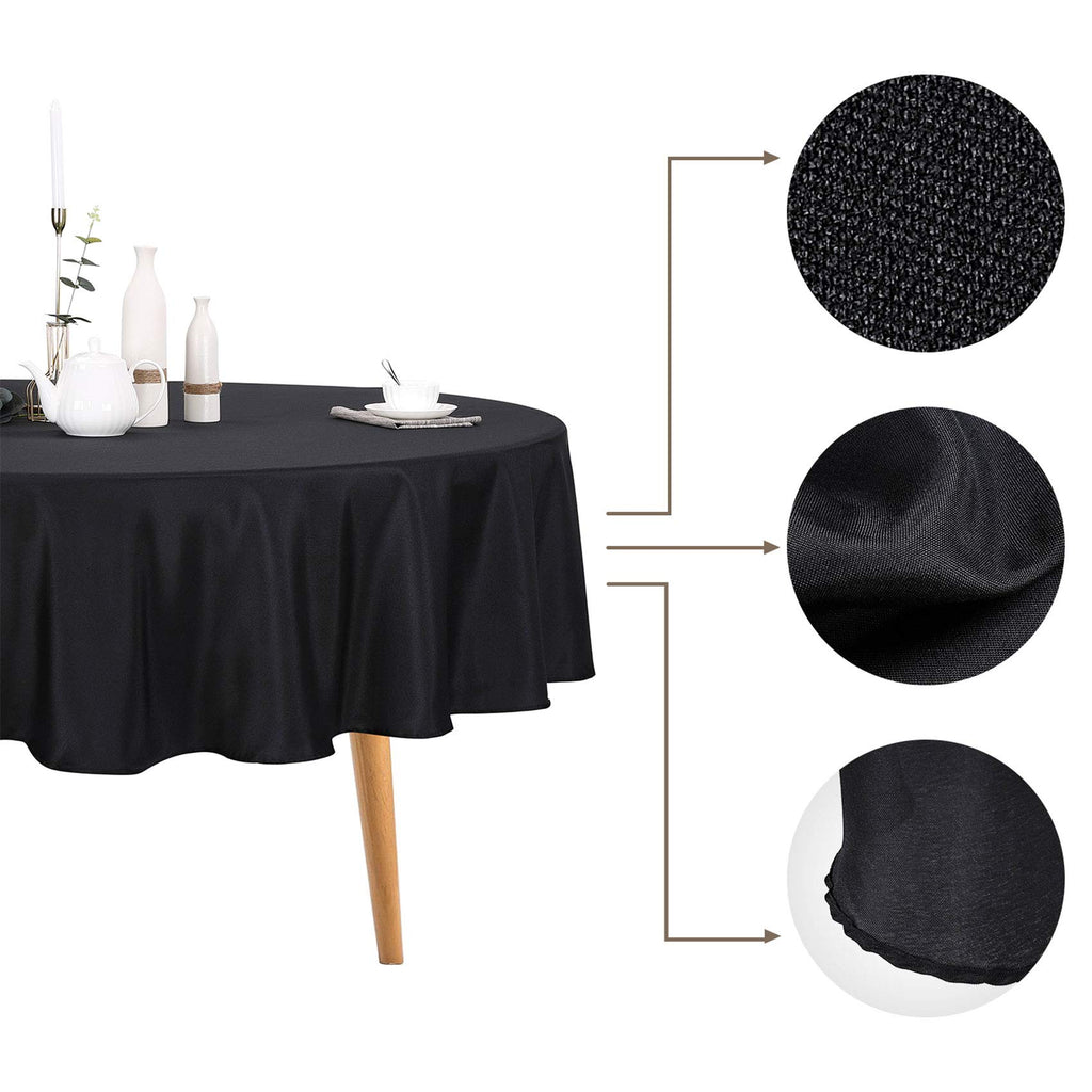 12pack 70 Inch Black Round Tablecloth in Polyester Fabric for Wedding/Banquet/Restaurant/Parties