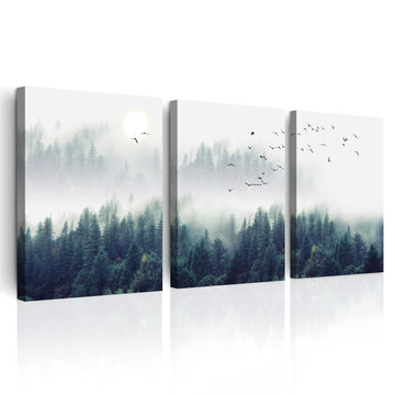 Large Forest Canvas Wall Art Pine Tree Artwork Painting 16 x 24 In