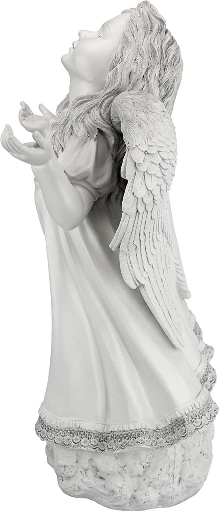 In Grace Girl Child Angel Memorial Indoor/Outdoor Garden Statue, 14 inches wide, 24 inches tall, Cast Stone Resin